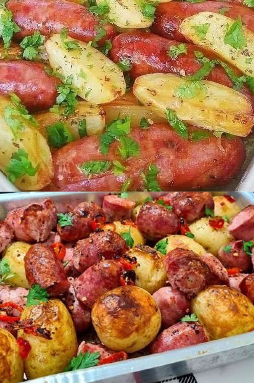 linguiça assada com batatas