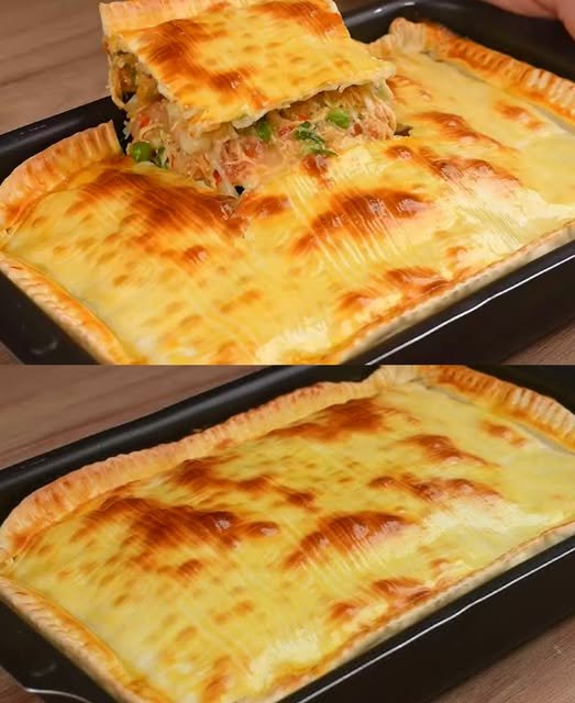 Torta de Frango com Massa de Pastel