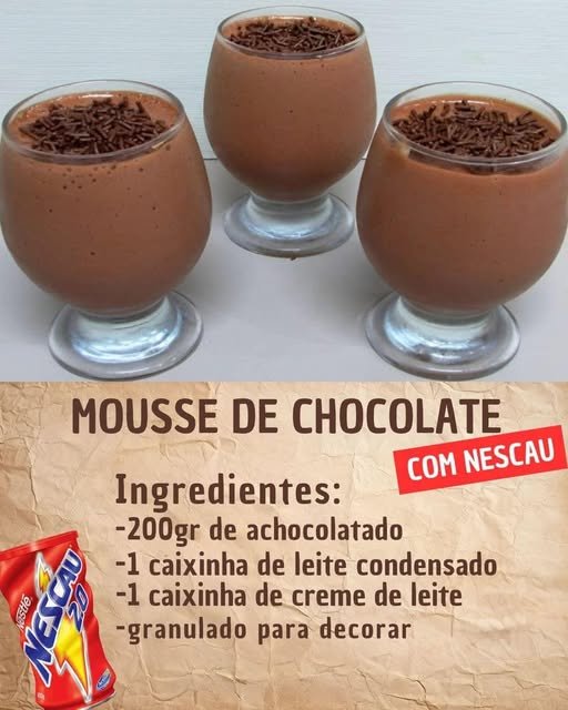 Mousse de Chocolate Feito com Nescau